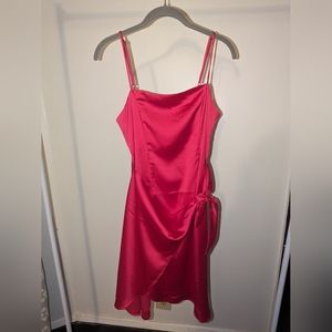 Nine West Side-Tie Midi Dress- Hot Pink